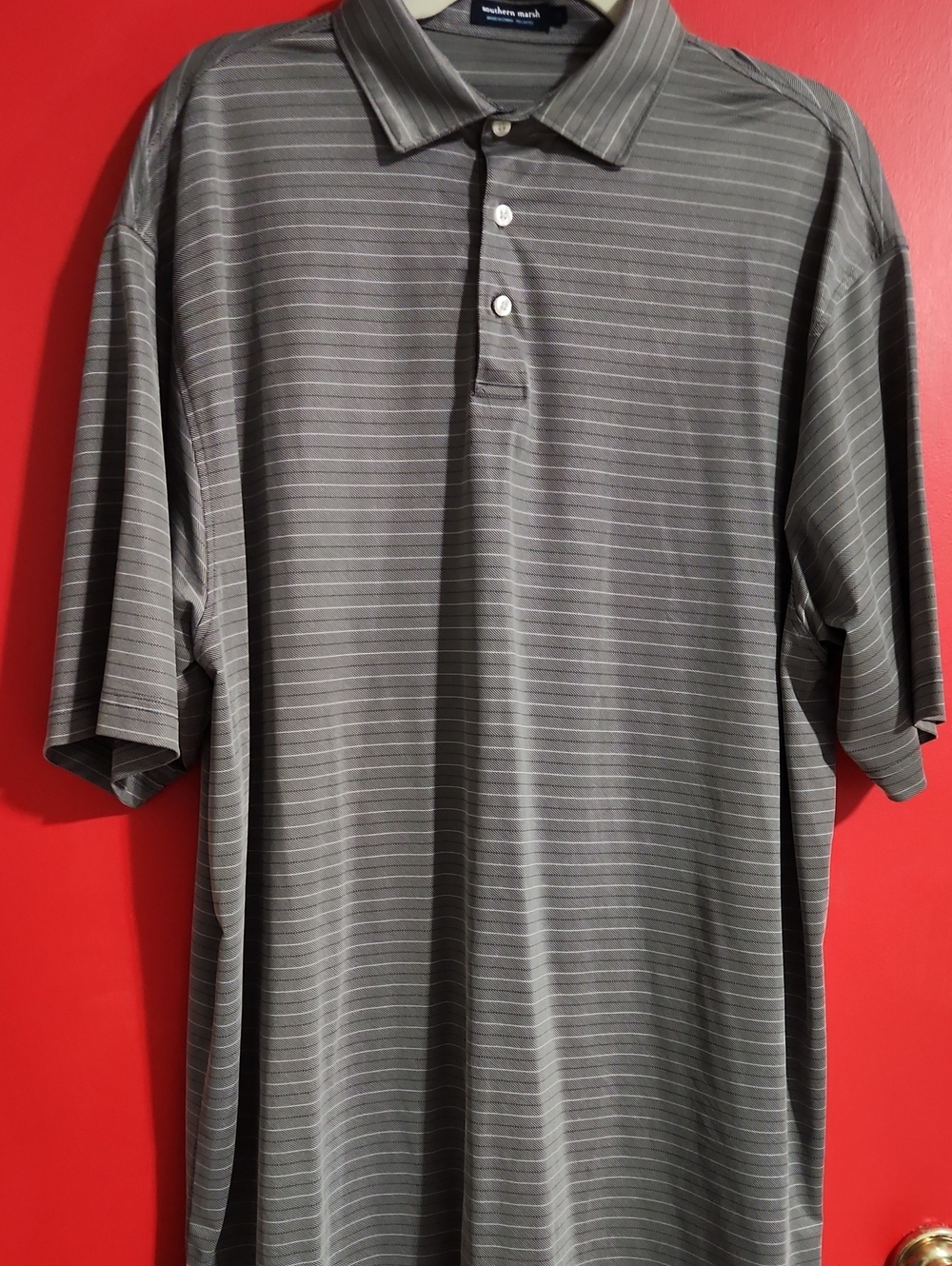 3XL Southern Marsh Men's Gray Striped Polo